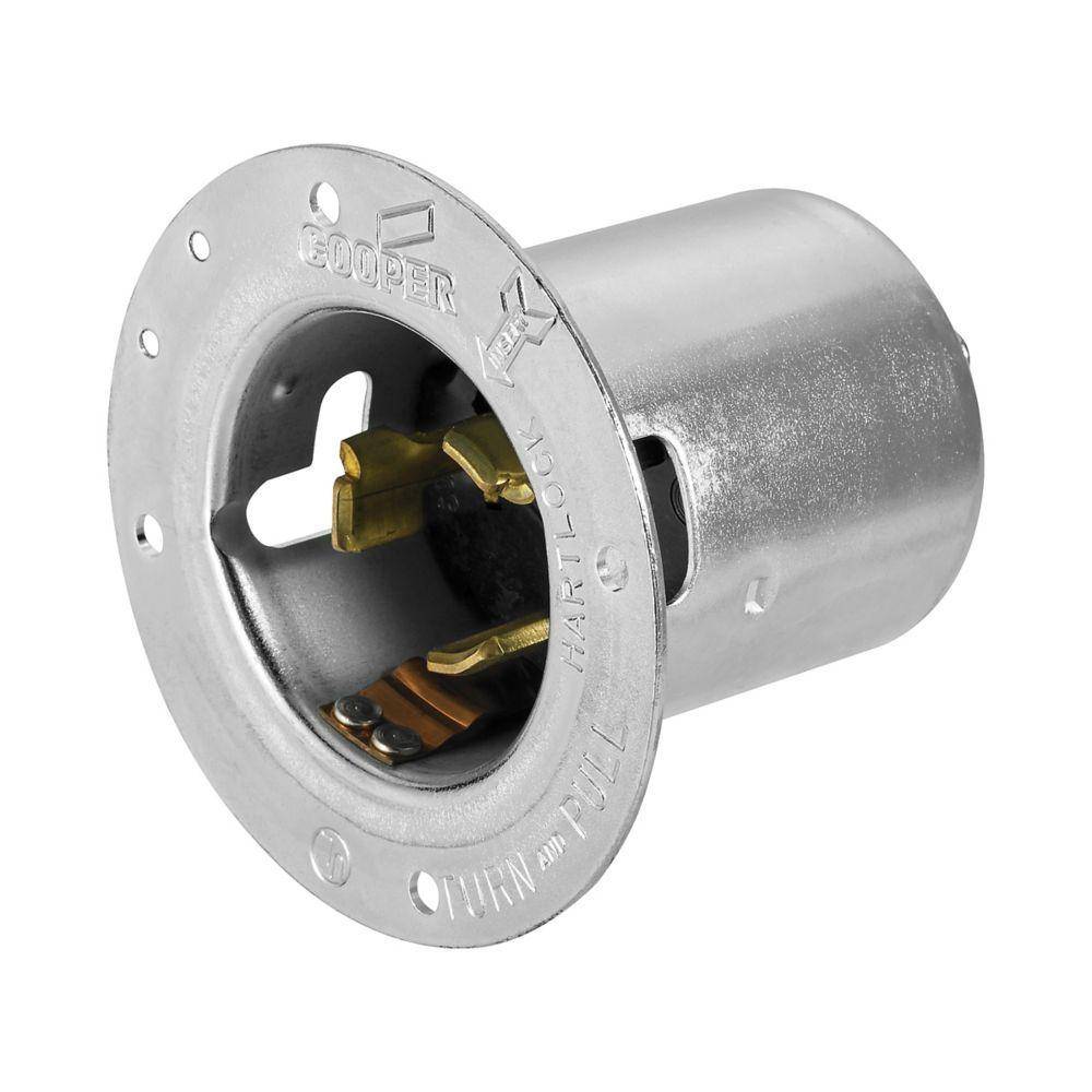 EATON CS8475 3-Pole 4-Wire 3-Phase Standard Locking Flanged Inlet, 480 V, 50 A, 3 Poles, 4 Wires