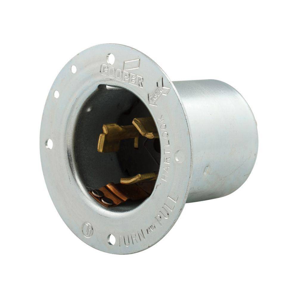 EATON Arrow Hart® Hart-Lock® CS8175 Flanged Inlet Locking Flanged Inlet, 480 V, 50 A, 3 Poles, 4 Wires, Steel