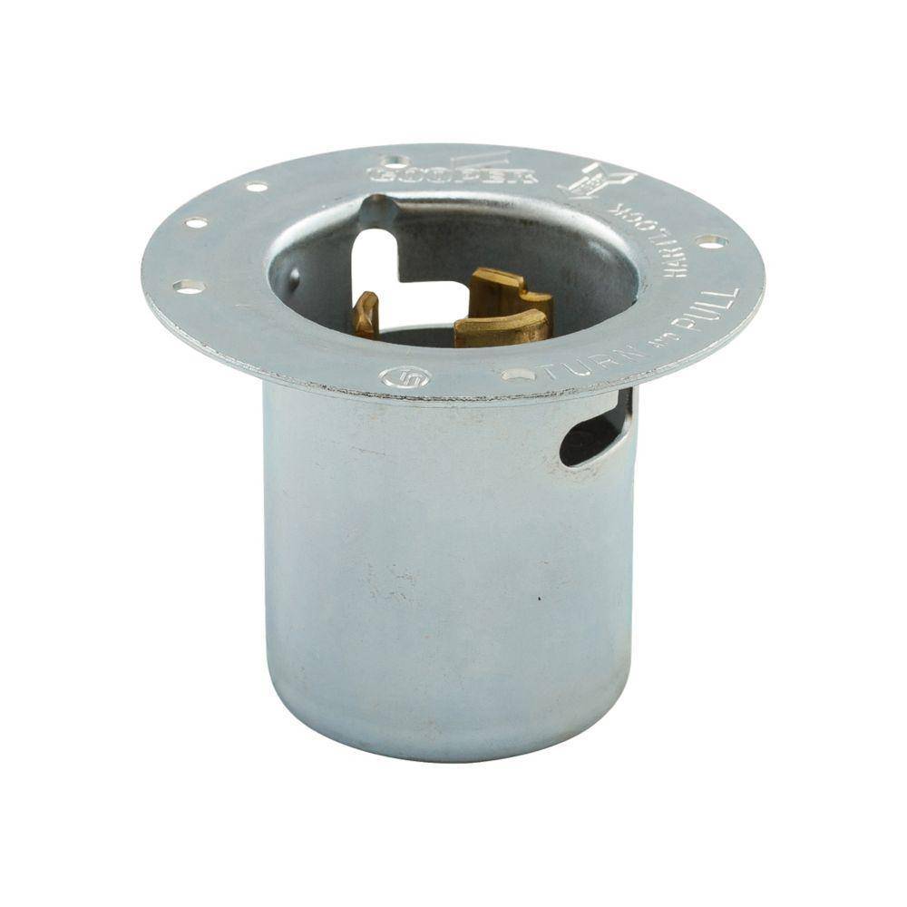EATON Arrow Hart® Hart-Lock® CS8275 Locking Flanged Inlet, 250 VAC, 50 A, 2 Poles, 3 Wires, Steel
