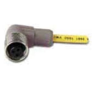 EATON CSAR3F3CY1802 Global Plus Cordset, 3-Pin AC Micro Right Angle Female Connector, 6-1/2 ft L Cable, Dual Keyway