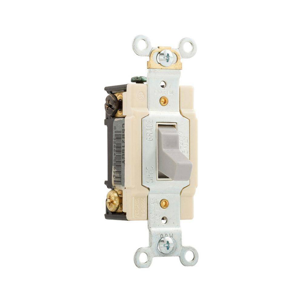 EATON Arrow Hart CSB215GY Specification Grade Toggle Switch, 120/277 V, 15 A, 1/2 hp, 2 hp Power Rating