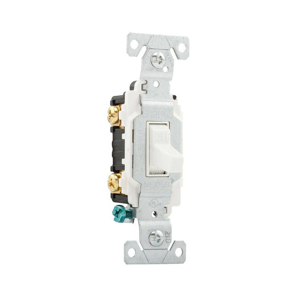 EATON Arrow Hart CSB215W Specification Grade Toggle Switch, 120/277 V, 15 A, 1/2 hp, 2 hp Power Rating
