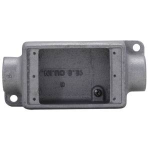 EATON Crouse-Hinds Condulet® FSC1 2-Outlet Shallow Device Box With Mounting Lug, 1/2 in NPT Trade, 1 Gang, Feraloy® Iron Alloy, Aluminum Acrylic Painted/Electro-Galvanized