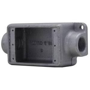 EATON Crouse-Hinds Condulet® FSC1 2-Outlet Shallow Device Box With Mounting Lug, 1/2 in NPT Trade, 1 Gang, Feraloy® Iron Alloy, Aluminum Acrylic Painted/Electro-Galvanized