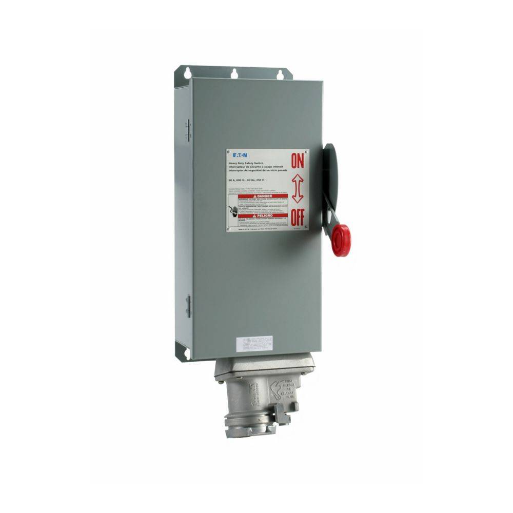 EATON DH362FWK2WRW Heavy Duty Fusible Safety Switch, 600 V, 60 A, 3 Poles