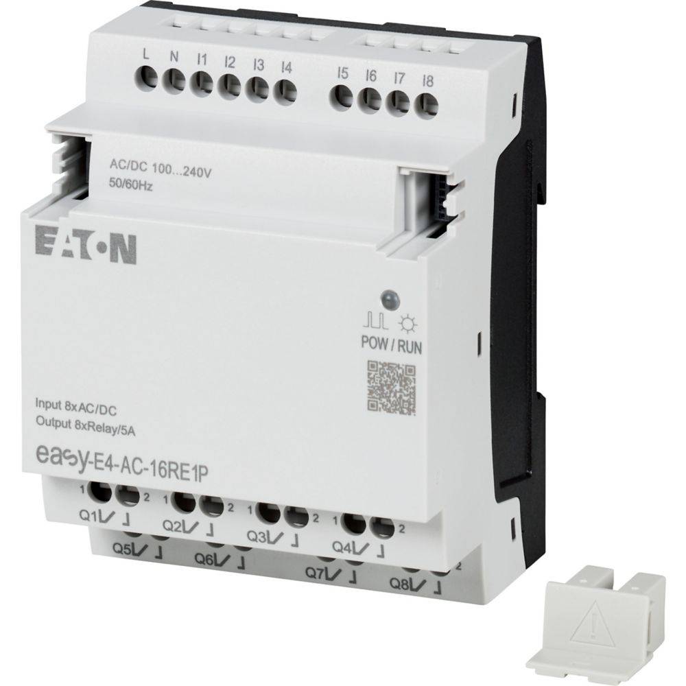 EATON EASY-E4-AC-12RC1 E4 Series Display Programmable Logic Controller, 100 to 240 VAC/110 to 220 VDC, 8 Inputs, 4 Outputs