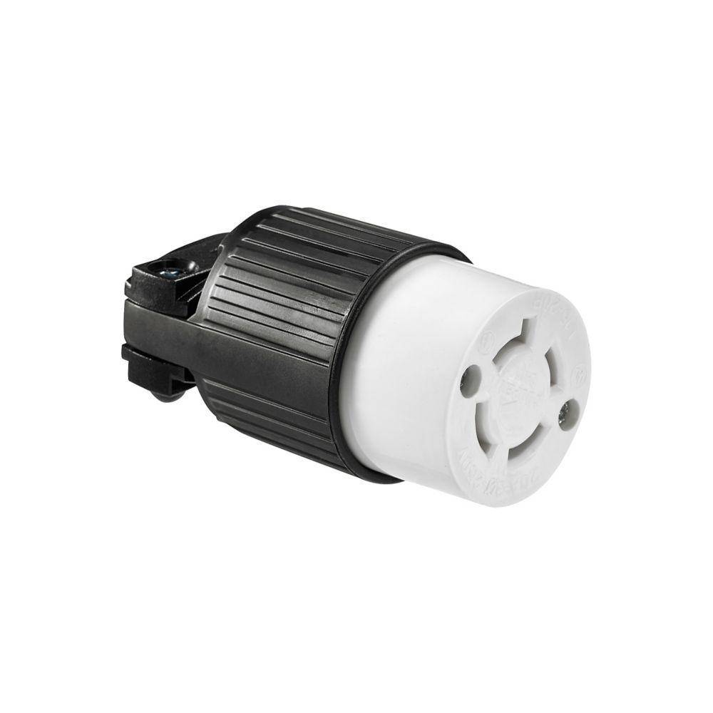 EATON Arrow Hart™ Eaton Wiring Devices L1520C 3-Phase Locking Connector, 250 VAC, 20 A, 3 Poles, 4 Wires, Black/White