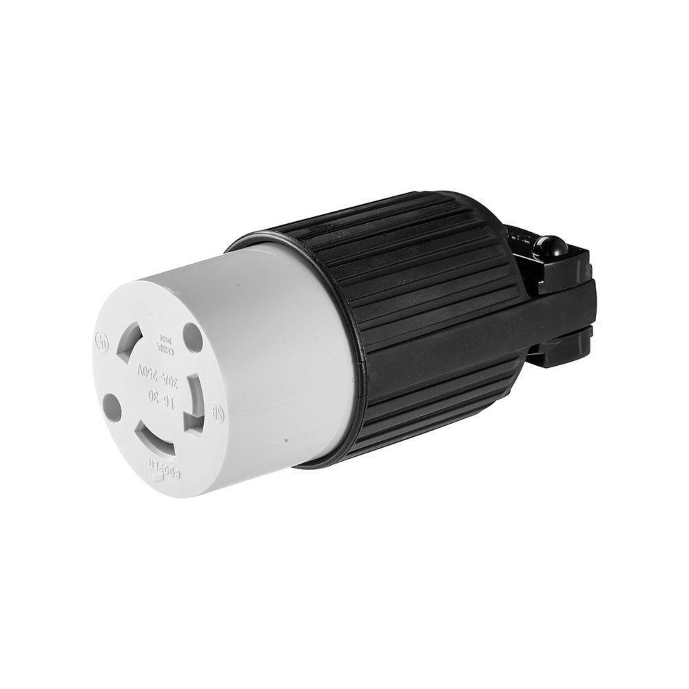 EATON Arrow Hart™ Eaton Wiring Devices L630C Locking Connector, 250 VAC, 30 A, 2 Poles, 3 Wires, Black/White