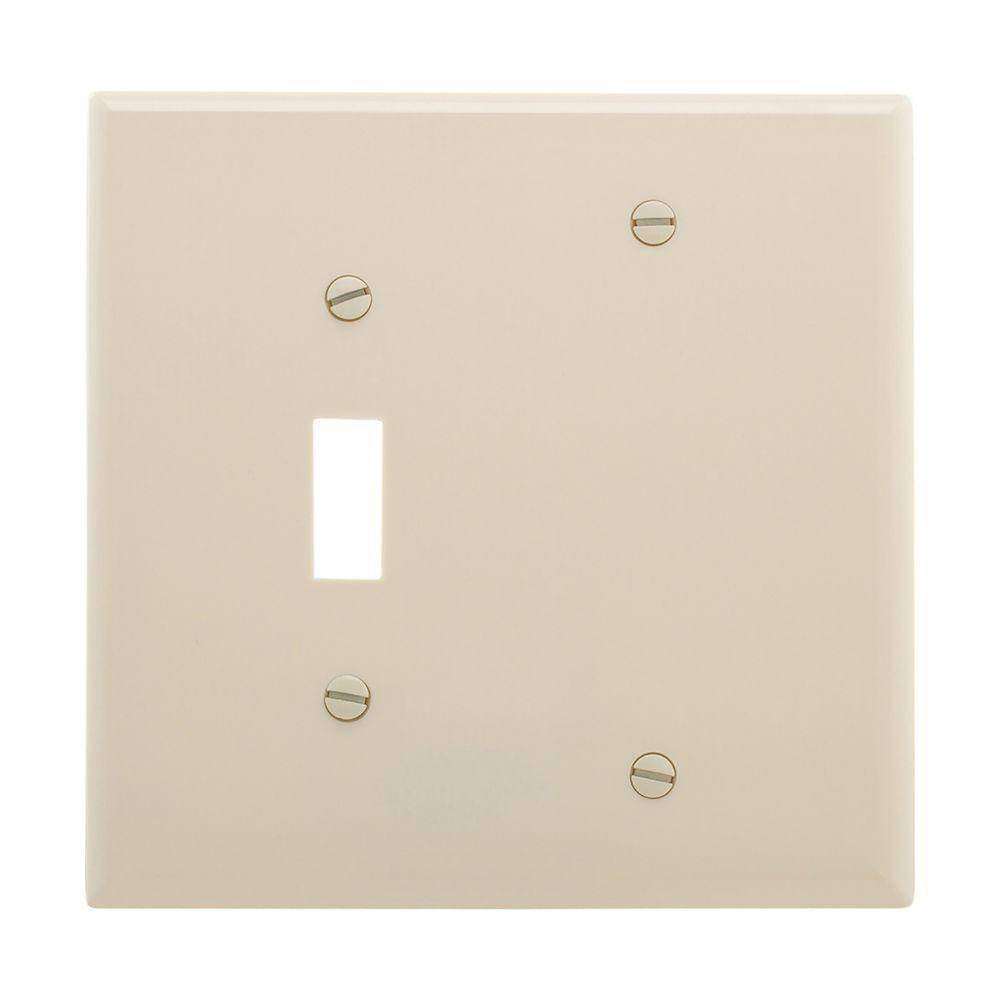 EATON Arrow Hart™ PJ113LA PJ Series Mid-Sized Combination Wall Plate, 2 Gangs, 4.94 in W x 4.87 in H, Polycarbonate/Thermoplastic, Light Almond