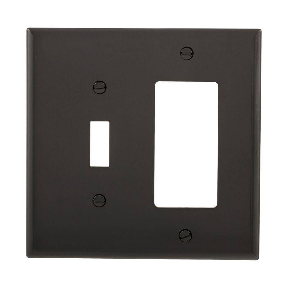EATON Arrow Hart™ PJ126BK PJ Series Mid-Sized Combination Wall Plate, 2 Gangs, 4.94 in W x 4.87 in H, Polycarbonate/Thermoplastic, Black