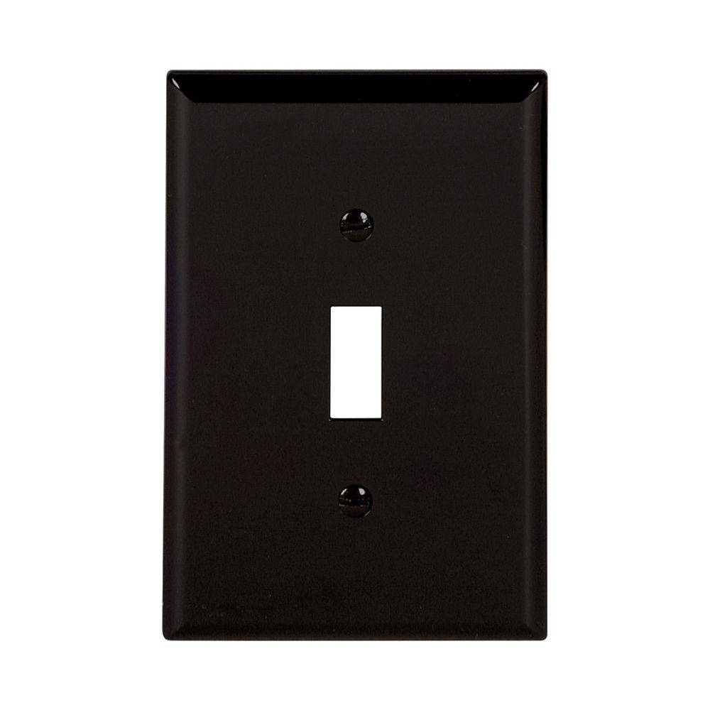 EATON Arrow Hart™ PJ1BK PJ Series Mid-Sized Toggle Switch Wall Plate, 1 Gangs, 3.12 in W x 4.87 in H, Polycarbonate, Black