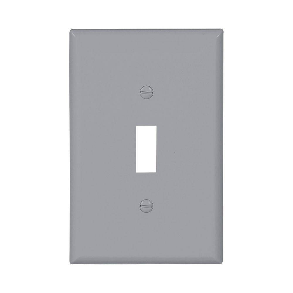 EATON Arrow Hart™ PJ1GY PJ Series Mid-Sized Toggle Switch Wall Plate, 1 Gangs, 3.12 in W x 4.87 in H, Polycarbonate, Gray