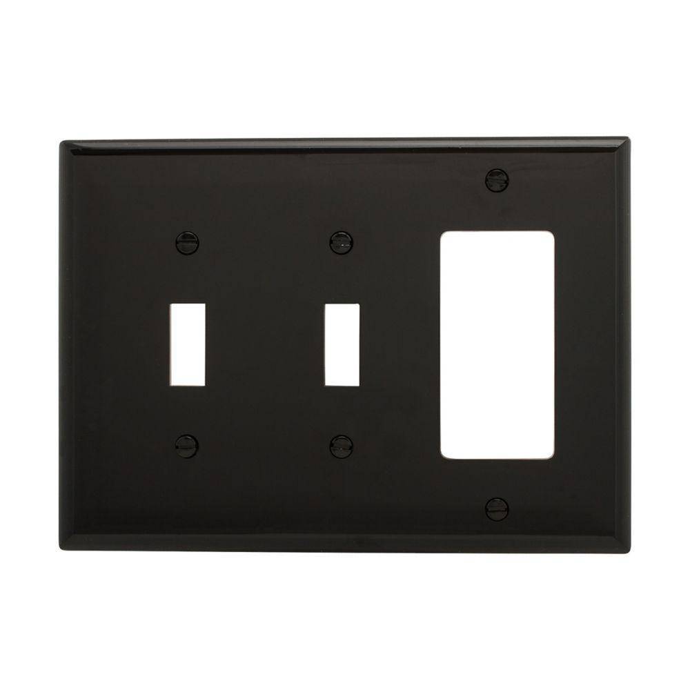 EATON Arrow Hart™ PJ226BK PJ Series Mid-Sized Combination Wall Plate, 3 Gangs, 6.75 in W x 4.87 in H, Polycarbonate/Thermoplastic, Black