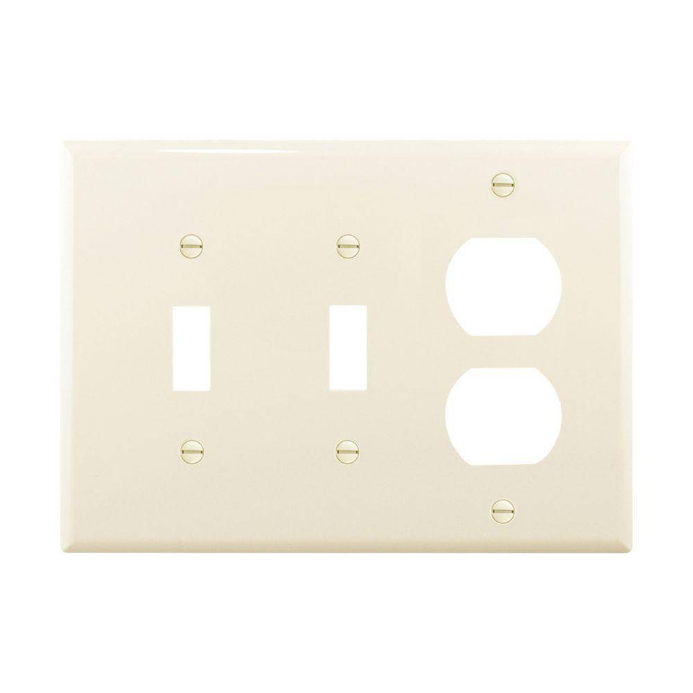 EATON Arrow Hart™ PJ28LA PJ Series Mid-Sized Combination Wall Plate, 3 Gangs, 6.75 in W x 4.87 in H, Polycarbonate/Thermoplastic, Light Almond