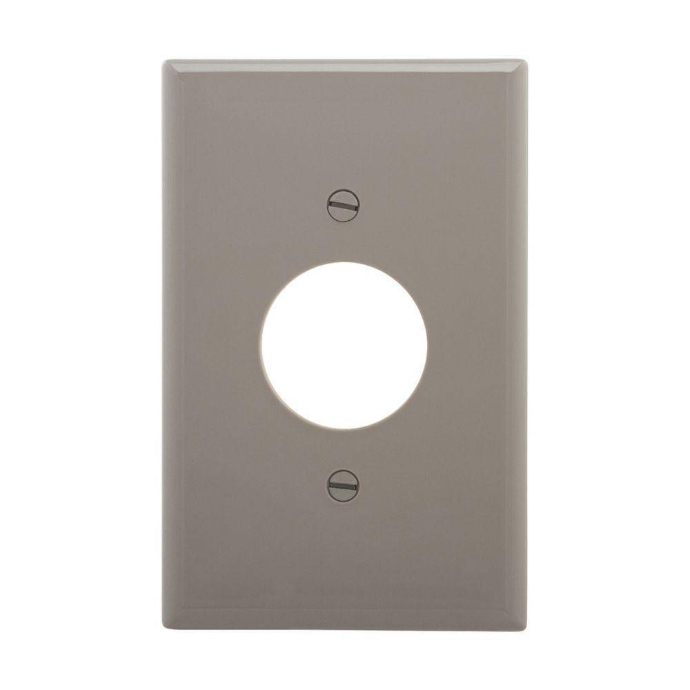 EATON Arrow Hart™ PJ7GY PJ Series Mid-Sized Power Outlet Wall Plate, 1 Gangs, 3.12 in W x 4.87 in H, Polycarbonate/Thermoplastic, Gray