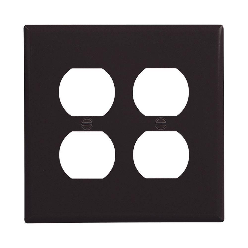 EATON Arrow Hart™ PJ82BK PJ Series Mid-Sized Receptacle Wall Plate, 2 Gangs, 4.94 in W x 4.87 in H, Polycarbonate/Thermoplastic, Black