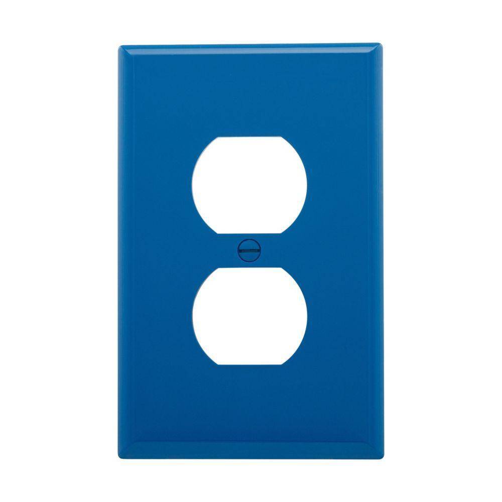 EATON Arrow Hart™ PJ8BL PJ Series Mid-Sized Receptacle Wall Plate, 1 Gangs, 3.12 in W x 4.87 in H, Polycarbonate/Thermoplastic, Blue