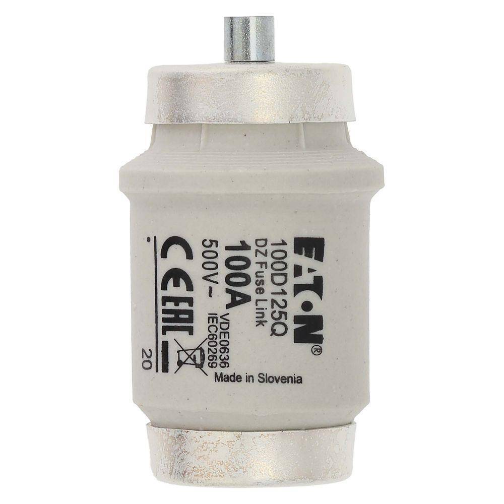 Bussmann 100D125Q Type D Size DIV Diazed Low Voltage Fast Acting Fuse, 100 A, 500 V, 50 kA Interrupt, Class: gR, Round Body