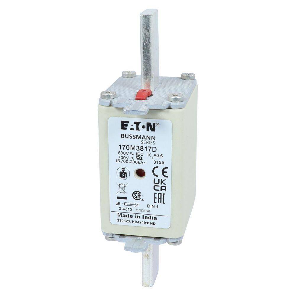 Edison 170M3817D Semi-Conductor Fuse, 315 A, 690/700 VAC, Square Body