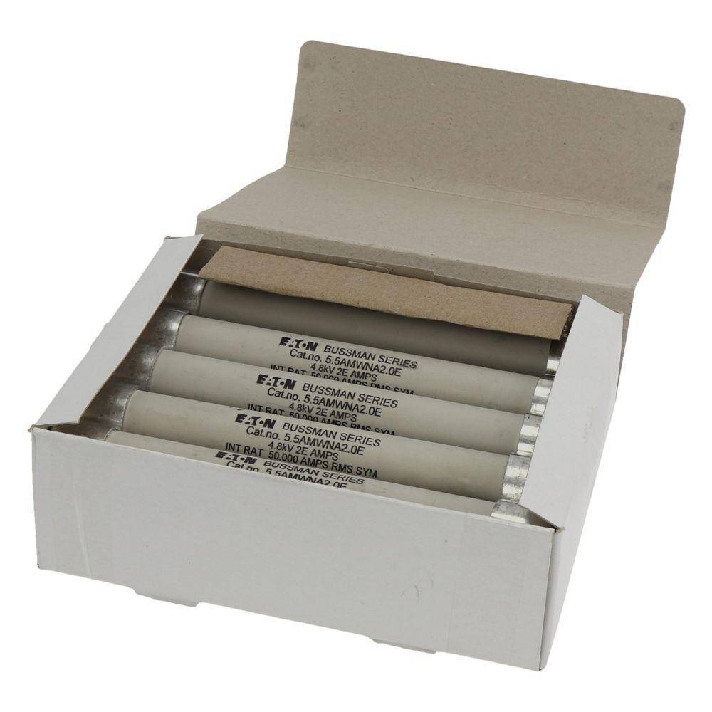 Edison 5.5AMWNA2.0E AM Series Single Barrel Medium Voltage Fuse, 2E A, 5.5 kV, 50 kA Interrupt, Class: E, Cartridge Body