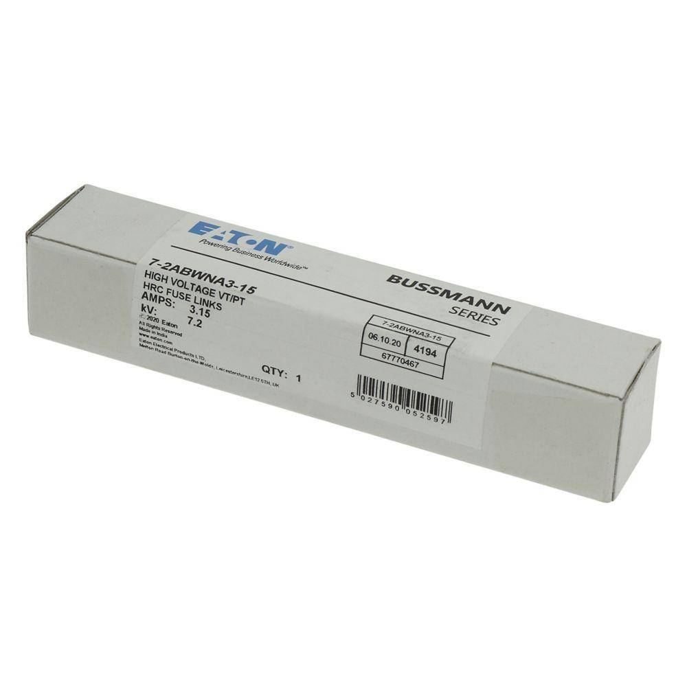 Edison 7.2ABWNA3.15 AB Series Single Barrel Medium Voltage Fuse, 3.15 A, 7.2 kV, 45 kA Interrupt, Cartridge Body