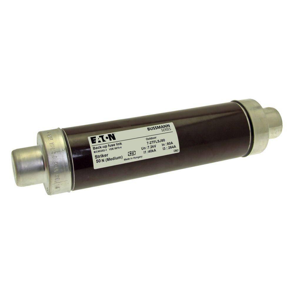 Bussmann 7.2TFLSJ80 TFLSJ Back-Up DIN Dimensioned Medium Voltage Type T Current Limiting IEC Fuse, 7.2 kV, 80 A
