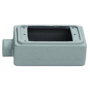 Appleton® UNILETS™ FSC-1-100-A Type FSC Heavy Duty Shallow Device Box With Internal Ground Screw, Aluminum, 25 cu-in Capacity, 1 Gangs, 2 Outlets, 2 Knockouts, 4.56 in H x 2.81 in W x 2 in D