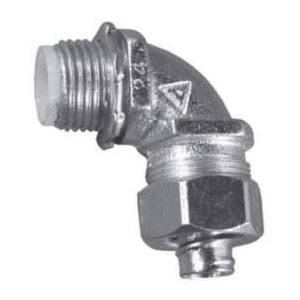 Appleton® STB-9050 Liquid Tight Oiltight Raintight Conduit Connector With Insulated Throat, 1/2 in Trade, 90 deg, Malleable Iron, Triple Coated