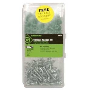 201-Piece, #10 and #12 Conical Anchor, Greenlee 84012 Anchor Kit