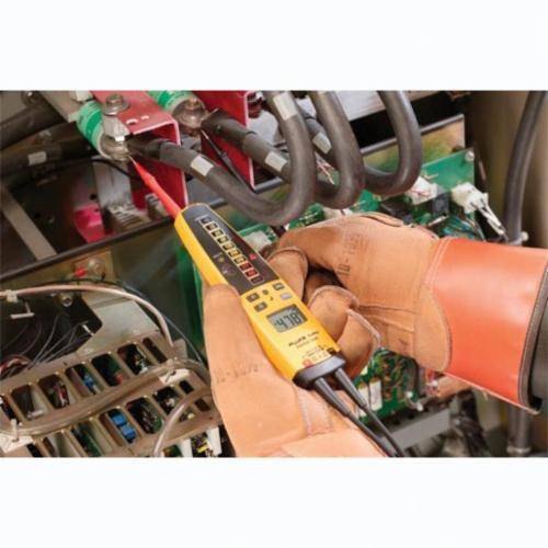 Fluke® T+PRO 3-Phase Handheld Electrical Tester, (2) AAA Batteries, <5 mA Input, 6/9/12 mA GFCI Test, 9.99 kOhm Resistance, LED Display