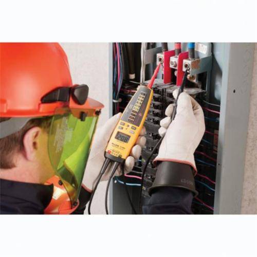 Fluke® T+PRO 3-Phase Handheld Electrical Tester, (2) AAA Batteries, <5 mA Input, 6/9/12 mA GFCI Test, 9.99 kOhm Resistance, LED Display