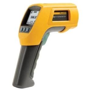 Fluke® FLUKE-566 Infrared and Contact Thermometer, -40 to 1202 deg F, +/- 1%, 1 in at 30 in Focus Spot, 0.1 to 1 u, (2) AA/LR6 Battery