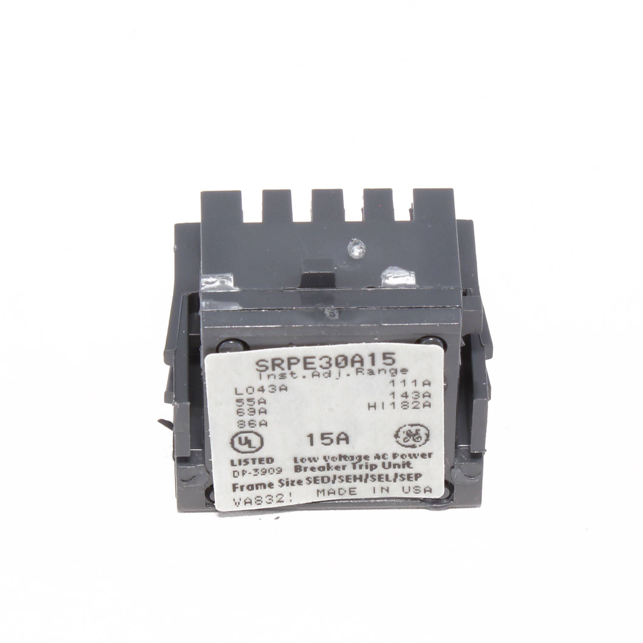 GE Power Break® II Spectra RMS® SRPE30A15 Rating Plug, 30 A, 15 A Plug Current, SE150 Frame