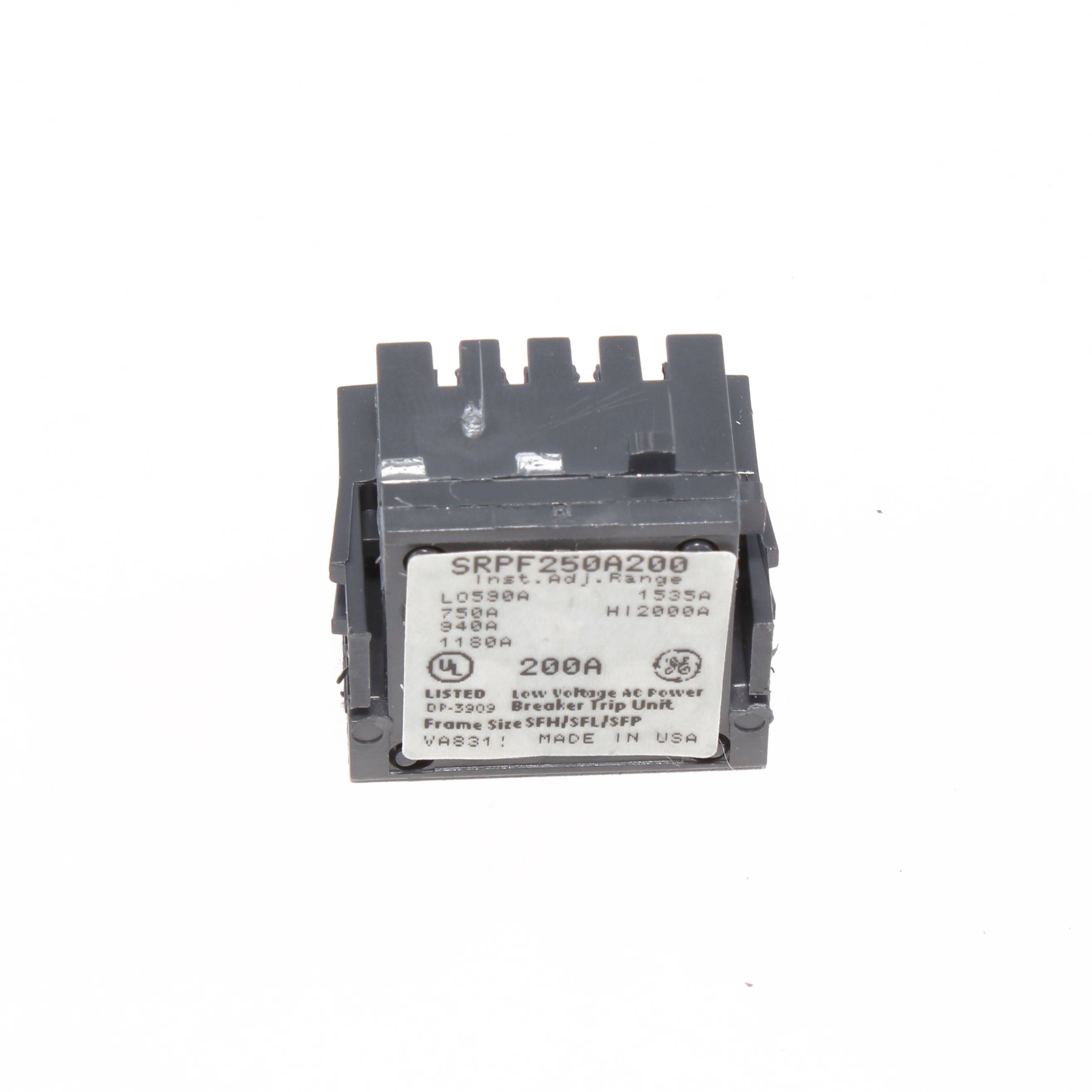 GE Spectra™ SRPF250A200 3-Pole RMS Rating Plug, 250 A, 200 A Plug Current, SF250 Frame