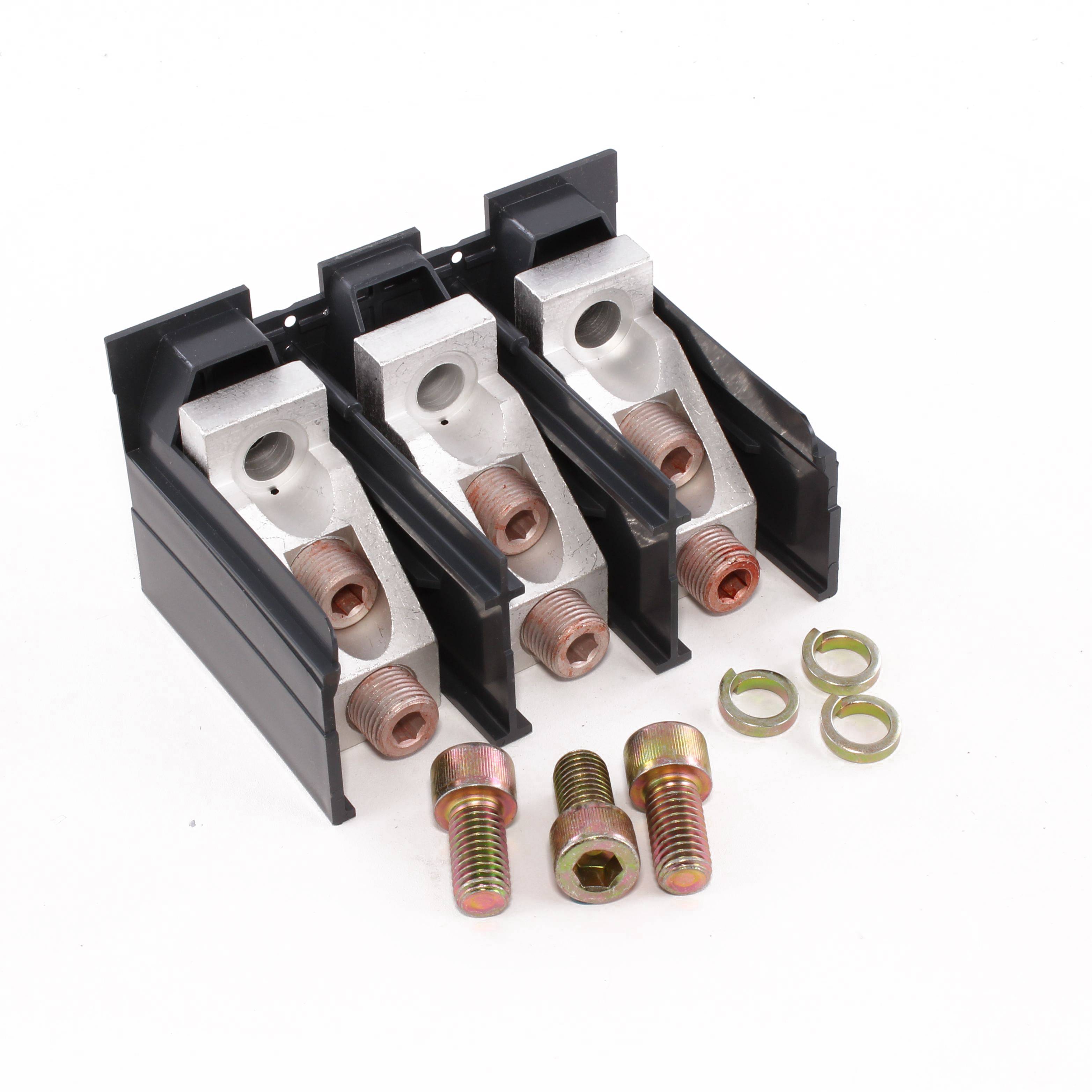 GE Power Break® II Spectra RMS® TCLK365 Type TCLK Lug Terminal Kit, 2/0 AWG to 500 kcmil, 8 AWG to 600 kcmil, For Use With 3-Pole SGHB, SGHH, SGLB, SGLL, SGPB and SGPP Frame Molded Case Circuit Breaker