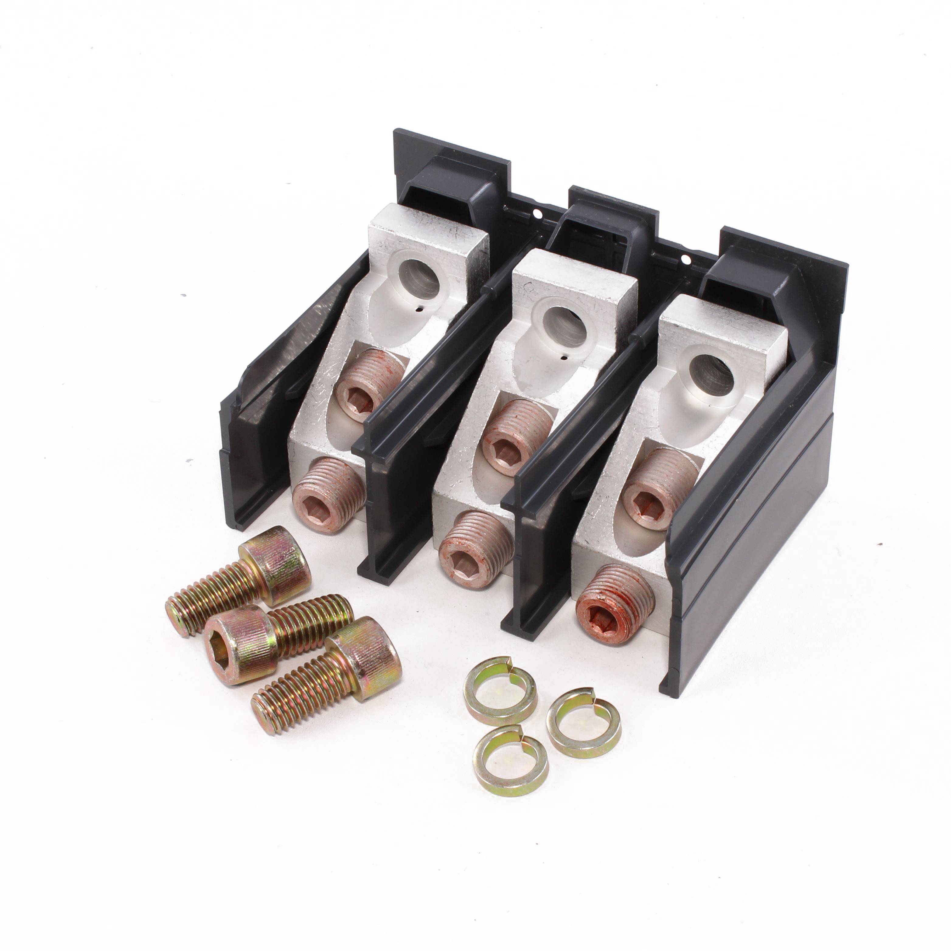 GE Power Break® II Spectra RMS® TCLK365 Type TCLK Lug Terminal Kit, 2/0 AWG to 500 kcmil, 8 AWG to 600 kcmil, For Use With 3-Pole SGHB, SGHH, SGLB, SGLL, SGPB and SGPP Frame Molded Case Circuit Breaker