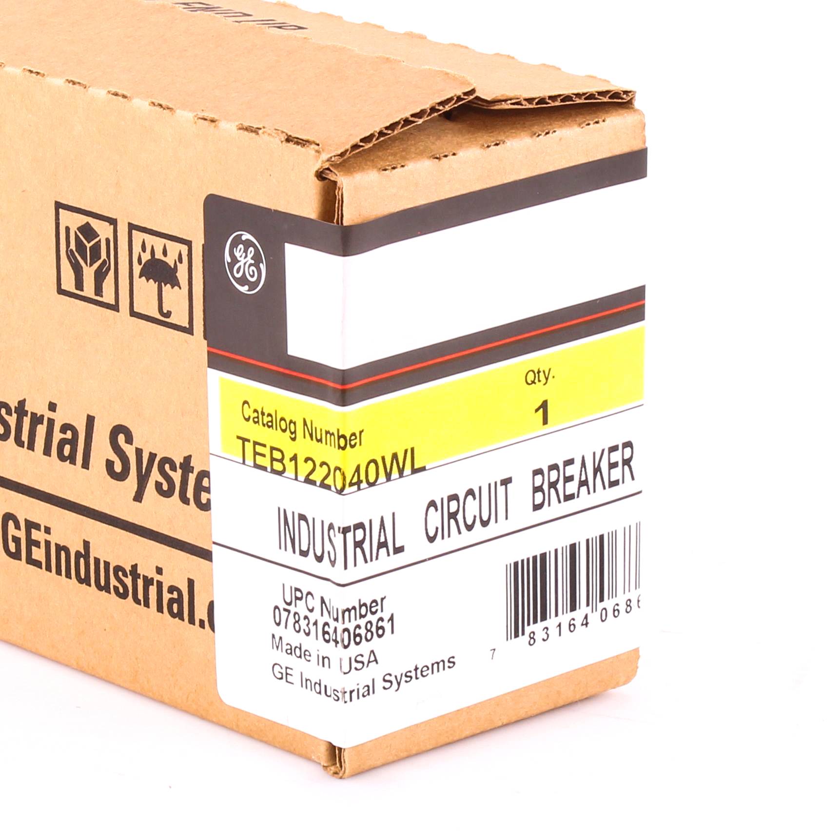 GE TEB122040WL Type TEB Core E Low Tie Molded Case Circuit Breaker, 240 VAC, 40 A, 10 kA Interrupt, 2 Poles, LI/Non-Interchangeable Thermal Magnetic Trip