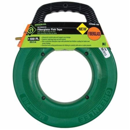 0.175" x 100', Greenlee Textron Inc. FTF540-100 MagnumPRO™ Fish Tape and Reel/Winder, 300 Lb Capacity