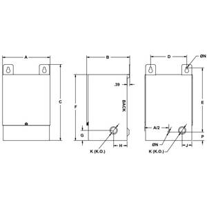 3 kVA, Hammond Power Solutions C1F003PES HPS Fortress™ Encapsulated Distribution Transformer, 600 VAC Primary, 120/240 VAC Secondary