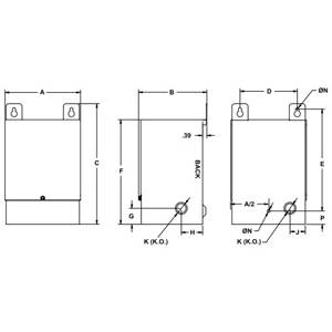 750 VA, Hammond Power Solutions QC75ESCB HPS Universal™ Buck Boost Transformer, 120 x 240 VAC Primary, 16 x 32 VAC Secondary