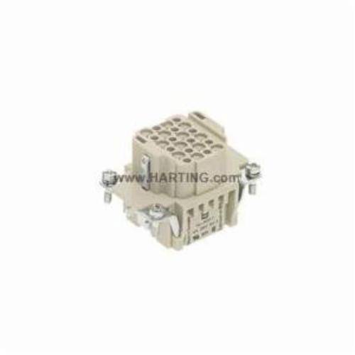 HARTING® 09 16 024 3101 Han DD® Terminal Insert, 24 Positions, 26 to 14 AWG Wire, Crimp/Female Connection, Polycarbonate