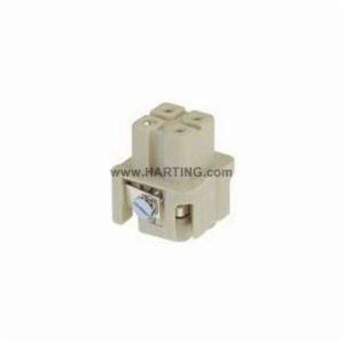 HARTING® 09 20 003 2711 Han A® Terminal Insert, 3 Positions, 18 to 14 AWG Wire, Female Screw Connection, Polycarbonate
