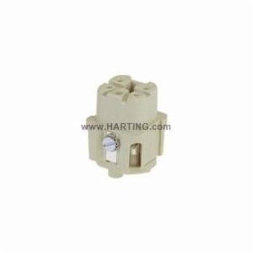 HARTING® 09 20 004 2711 Han A® Terminal Insert, 4 Positions, 18 to 14 AWG Wire, Female Screw Connection, Polycarbonate
