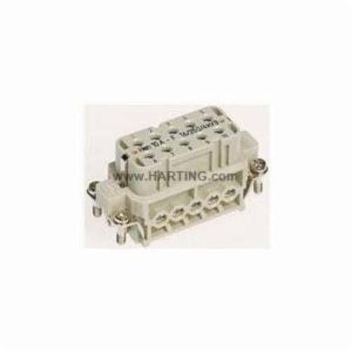 HARTING® 09 20 010 2812 Han A® Terminal Insert, 10 Positions, 18 to 14 AWG Wire, Female Screw Connection, Polycarbonate