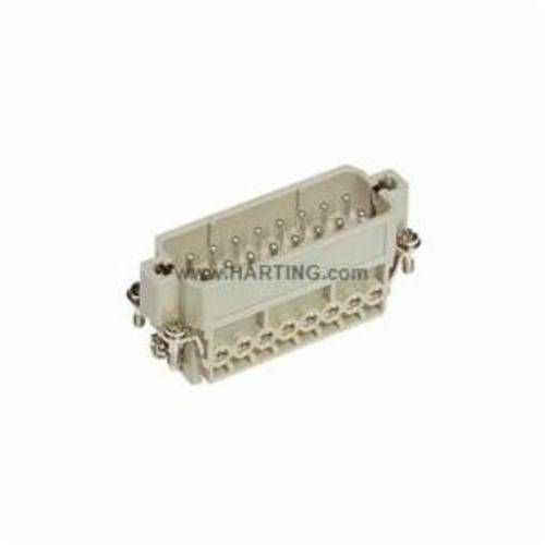HARTING® 09 20 016 2612 Han A® Terminal Insert, 16 Positions, 18 to 14 AWG Wire, Male Screw Connection, Polycarbonate