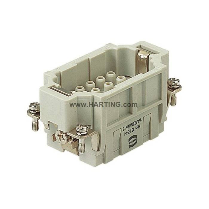 HARTING® 09 32 018 3001 Han® EE Terminal Insert, 18 Positions, Crimp/Male, Polycarbonate