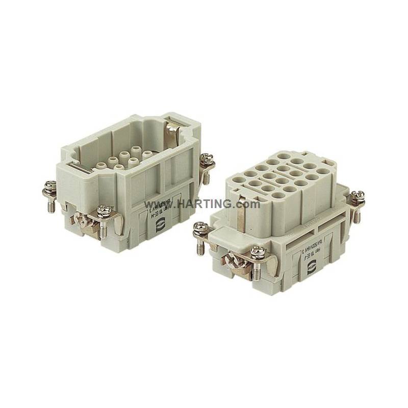 HARTING® 09 32 018 3001 Han® EE Terminal Insert, 18 Positions, Crimp/Male, Polycarbonate