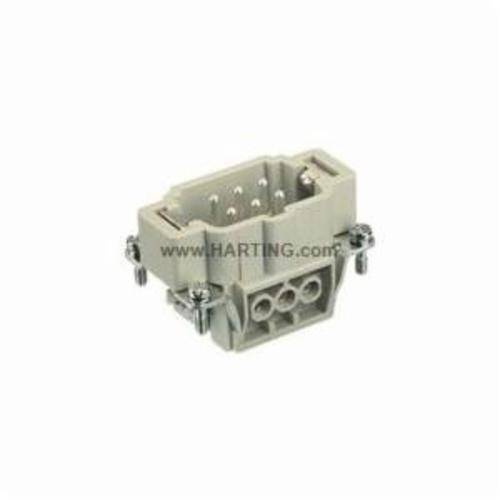HARTING® 09 33 006 2601 Han E® Terminal Insert With Wire Protection, 6 Positions, 14 AWG Wire, Male Screw Connection, Polycarbonate