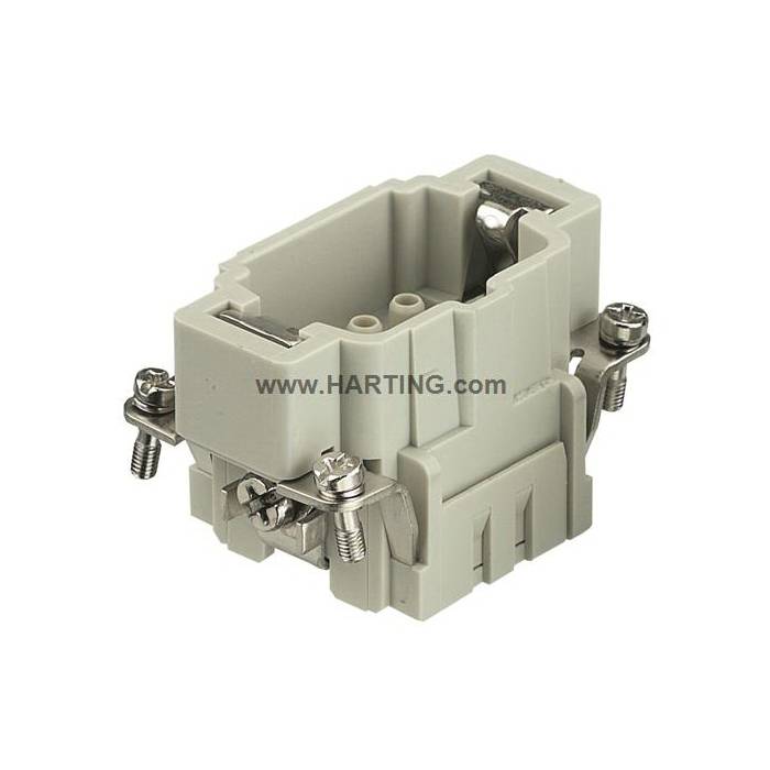 HARTING® 09 33 006 2602 Han E® Terminal Insert, 6 Positions, 20 to 12 AWG Wire, Crimp/Male Connection, Polycarbonate