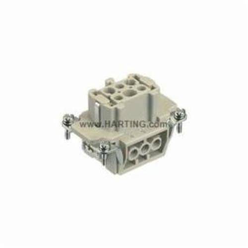 HARTING® 09 33 006 2701 Han E® Terminal Insert With Wire Protection, 6 Positions, 14 AWG Wire, Female Screw Connection, Polycarbonate